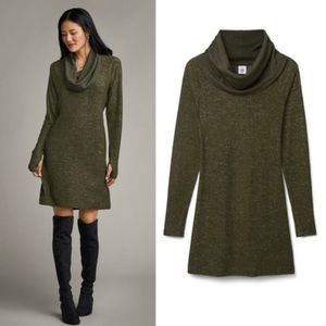 CAbi Green Solace Cowl Neck Cinch Back Sweater Sweatshirt Dress